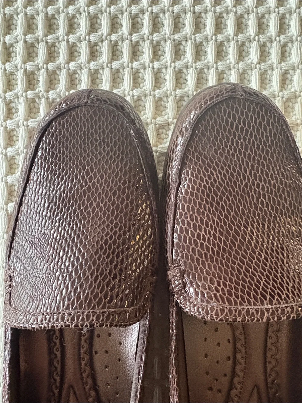 Trotters Dark Brown Textured Slip-On Loafers